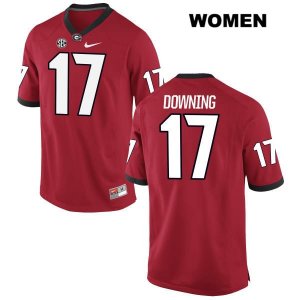 Women's Georgia Bulldogs NCAA #17 Matthew Downing Nike Stitched Red Authentic College Football Jersey WKP2754SC